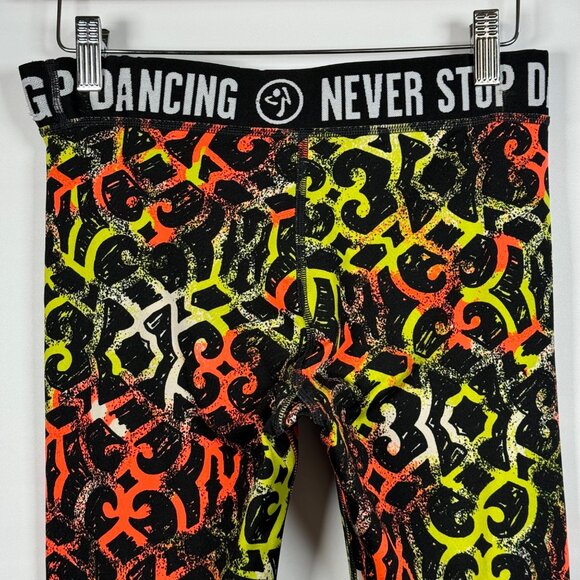 Zumba Wear Women's Leggings Black Orange Yellow Size Small Activewear Abstract - Picture 5 of 15